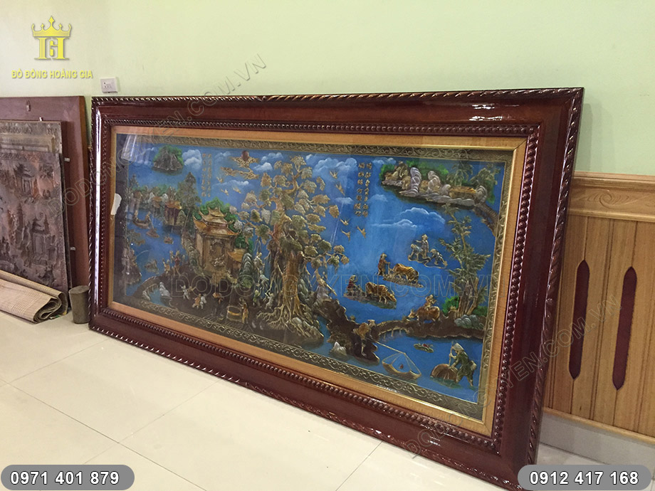 tranh đồng qu&ecirc; vẽ sơn dầu